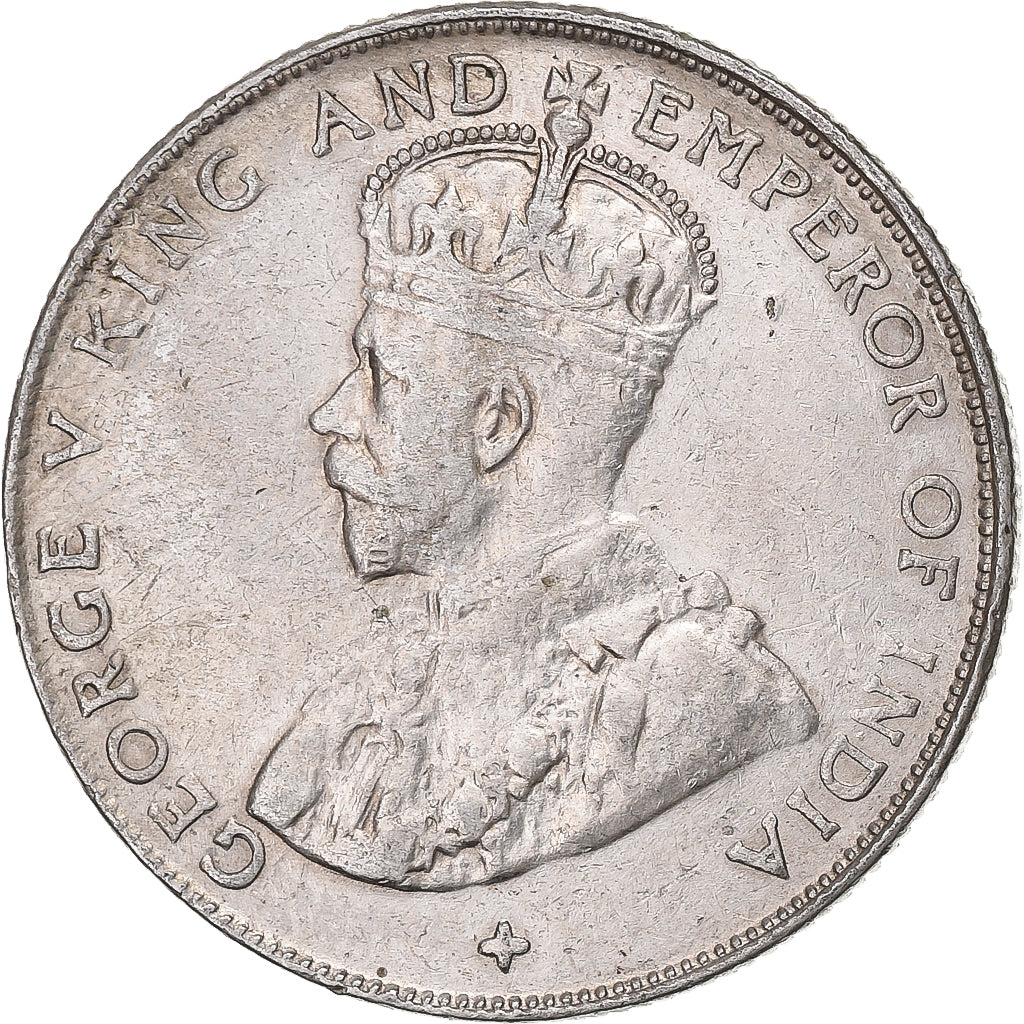 Insediamenti dello Stretto, George V, 50 Cents, 1921, Bombay, Argento, BB+