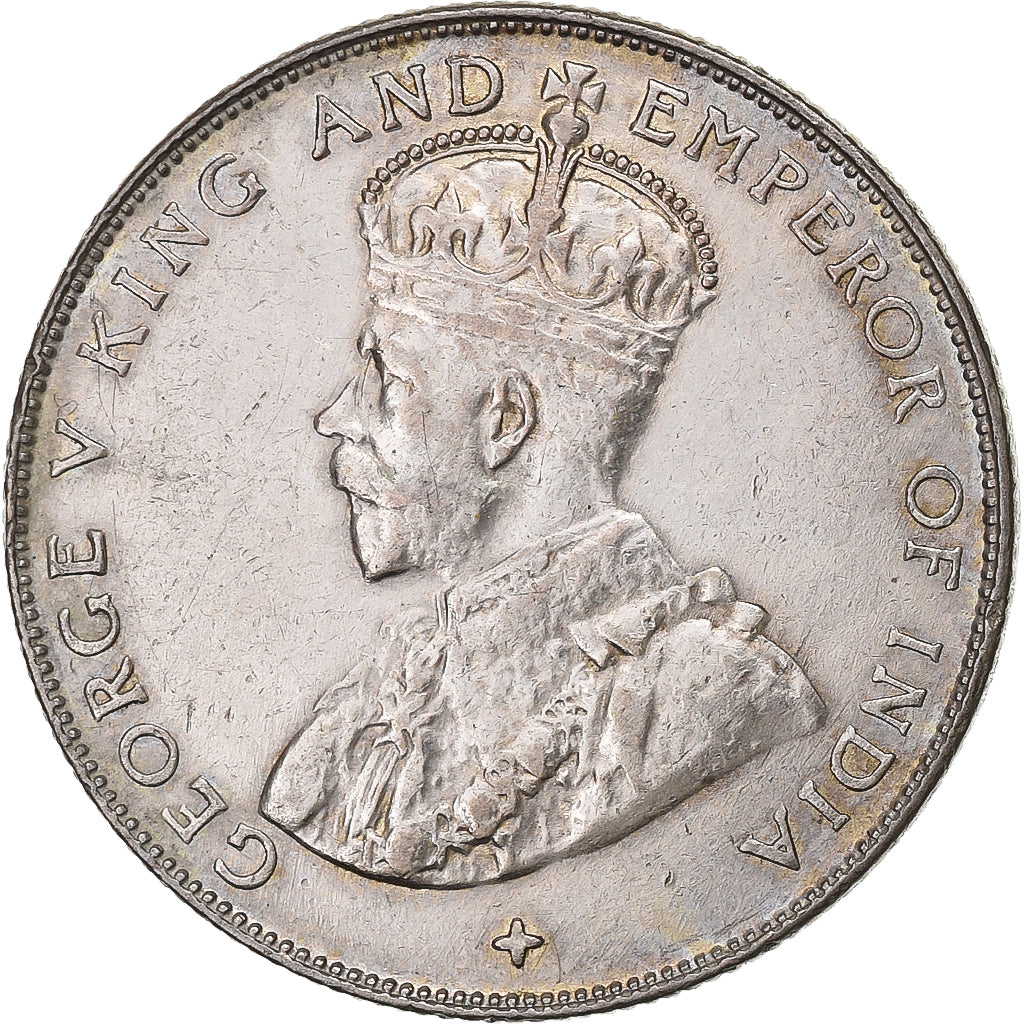 Insediamenti dello Stretto, George V, 50 Cents, 1921, Bombay, Argento, BB+