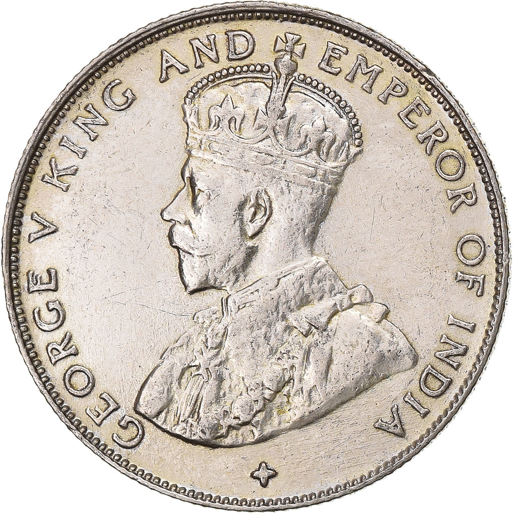 Colonias del Estrecho, George V, 50 Cents, 1921, Bombay, Plata, MBC+