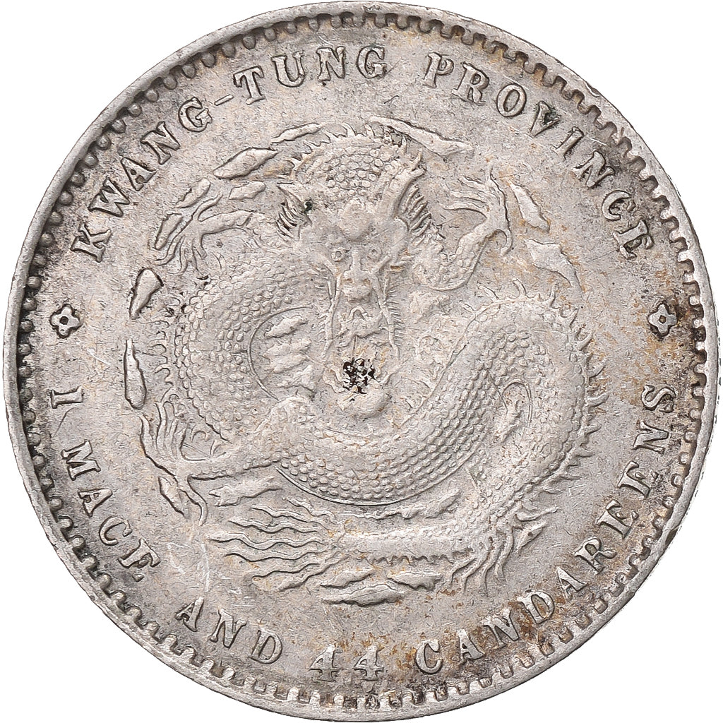 Cina, Guangxu, 20 Fen/Cent, 1 mace 4,4 candareens, 1890-1908, Argento, BB+