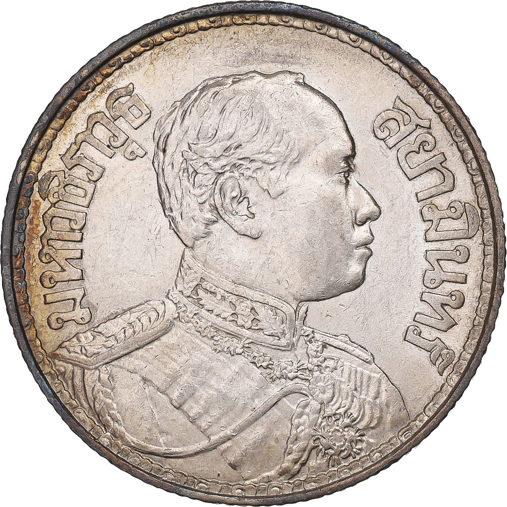 Thailand, Rama VI, Baht, 2460 (1917), Silber, VZ+