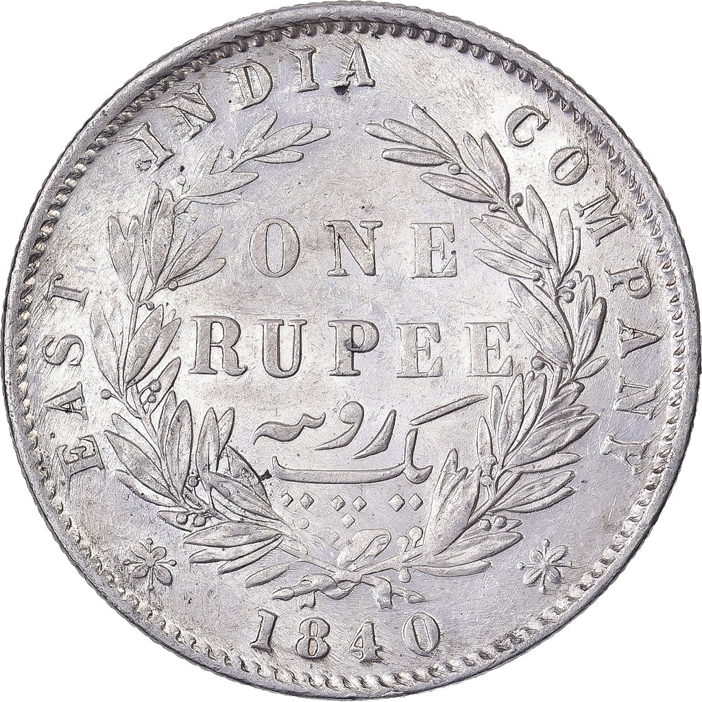 East India Company, Victoria, 1 Rupee, 1840, Plata, EBC, KM:458
