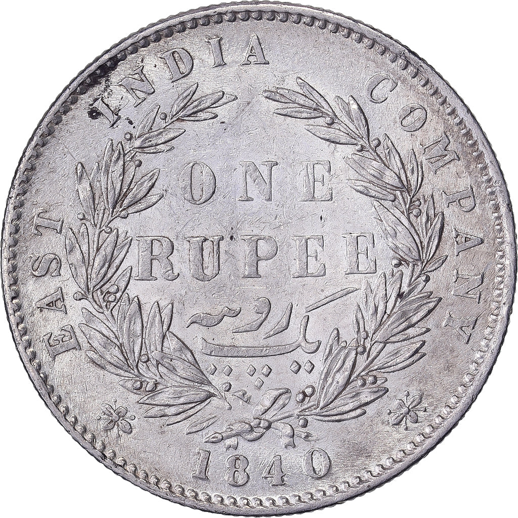 East India Company, Victoria, 1 Rupee, 1840, Argento, BB+, KM:458