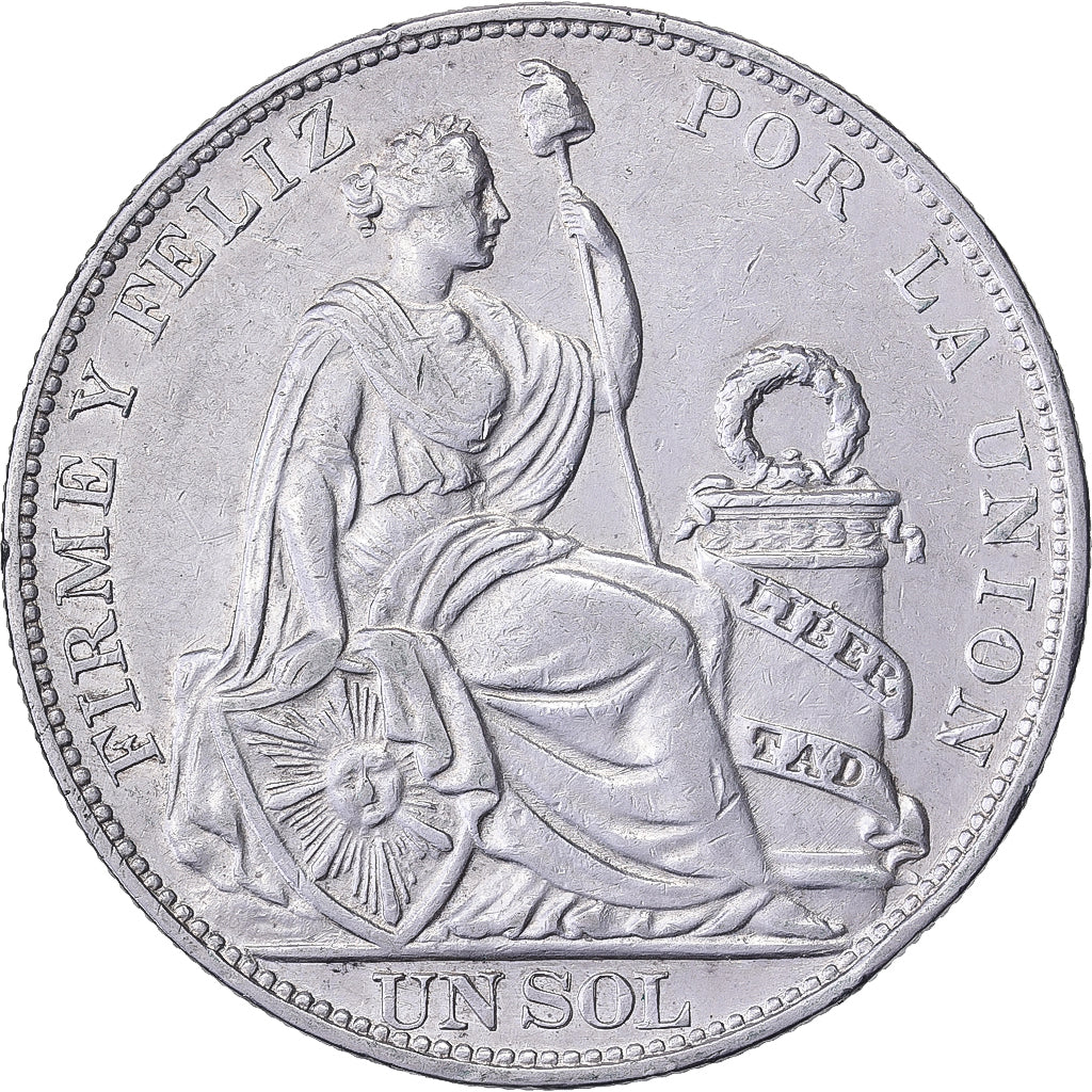 Peru, 1 Sol, 1914, Lima, Silver, AU(55-58)