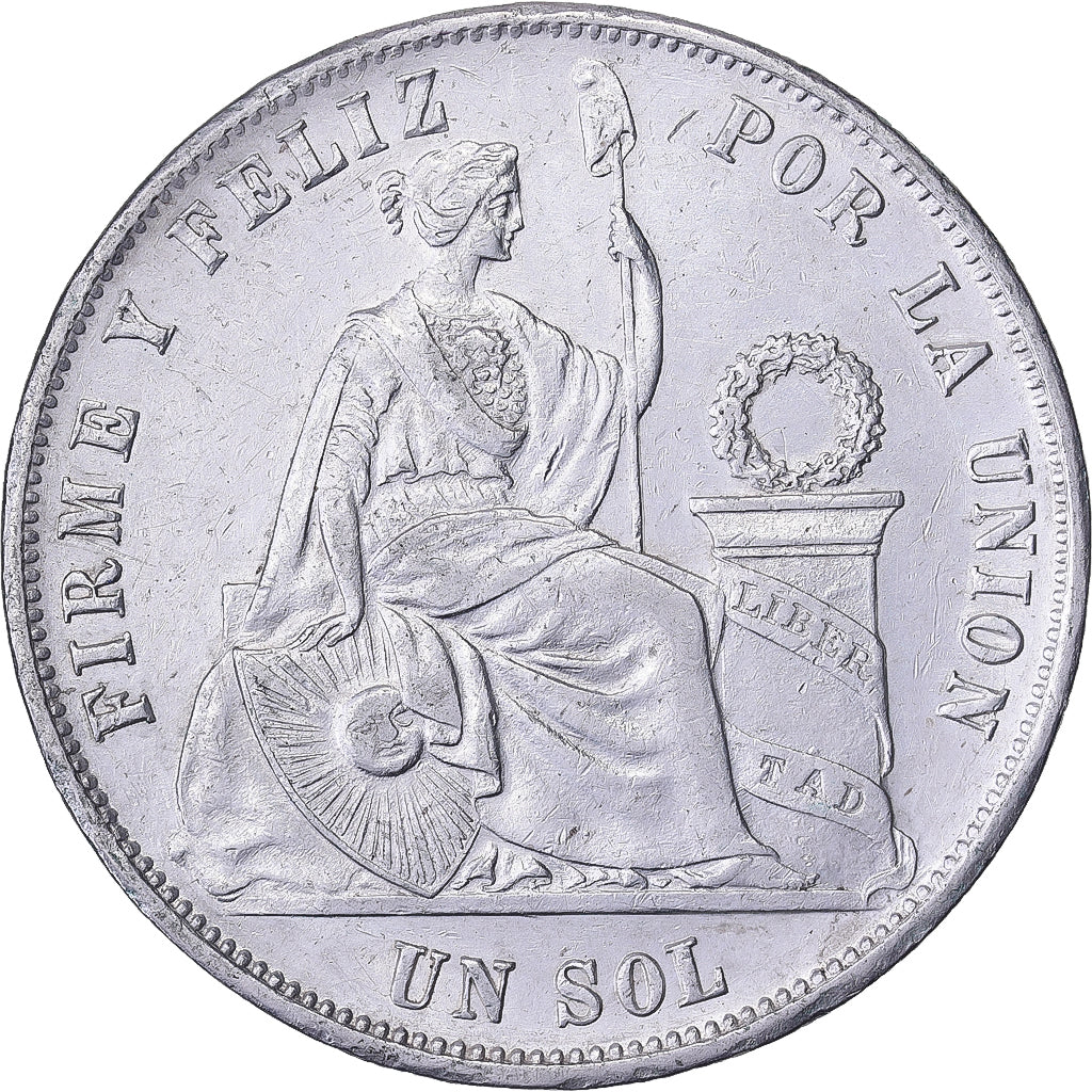 Perù, 1 Sol, 1874, Lima, Argento, SPL-