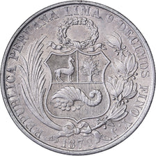 Peru, 1 Sol, 1879, Lima, Silver, AU(55-58)