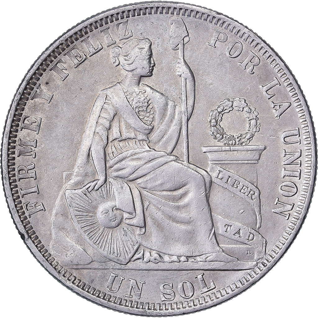 Peru, 1 Sol, 1879, Lima, Silver, AU(55-58)