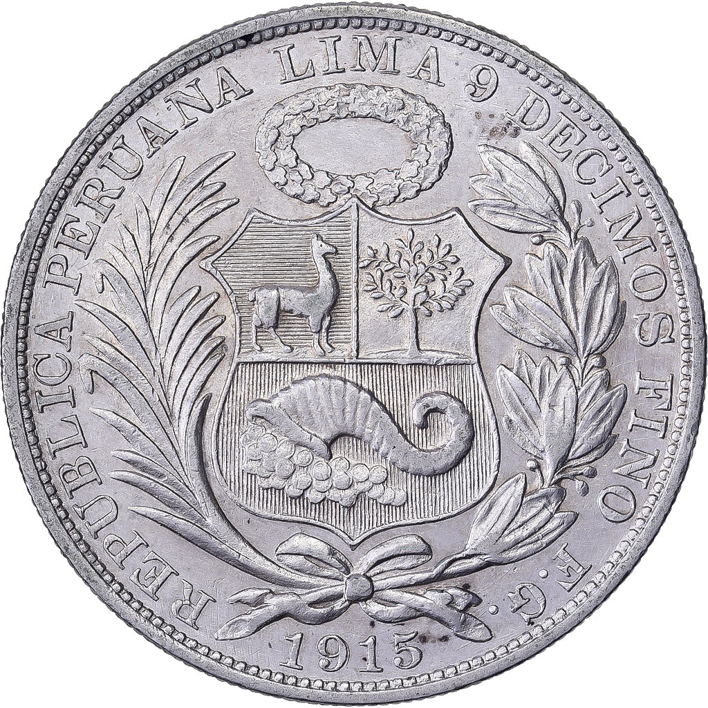 Perù, 1 Sol, 1915, Lima, Argento, SPL-