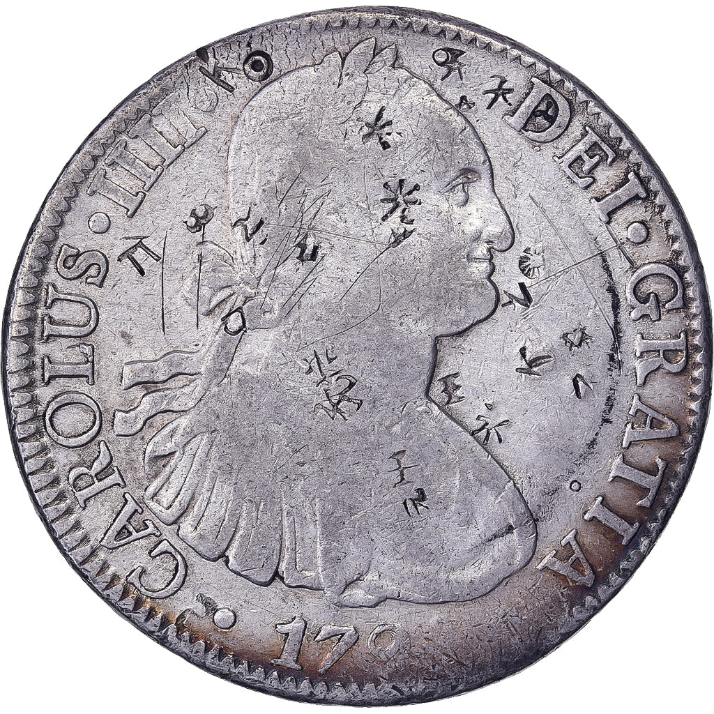 Mexiko, Carlos IV, 8 Reales, 179[?], Mexico City, Chopmarked, Silber, S+