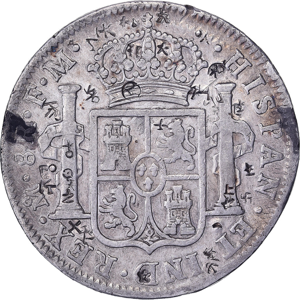 Messico, Carlos IV, 8 Reales, 1797, Mexico City, Chopmarked, Argento, MB+