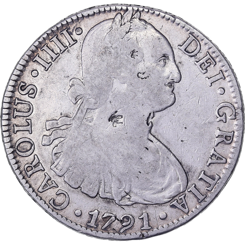 Messico, Carlos IV, 8 Reales, 1791, Mexico City, Chopmarked, Argento, MB