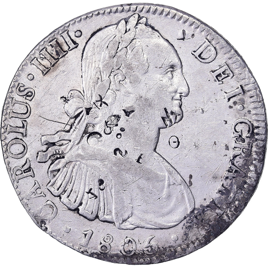 Messico, Carlos IV, 8 Reales, 1805, Mexico City, Chopmarked, Argento, BB