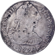 Mexico, Carlos III, 8 Reales, 1779, Mexico City, Chopmarked, Silver, EF(40-45)