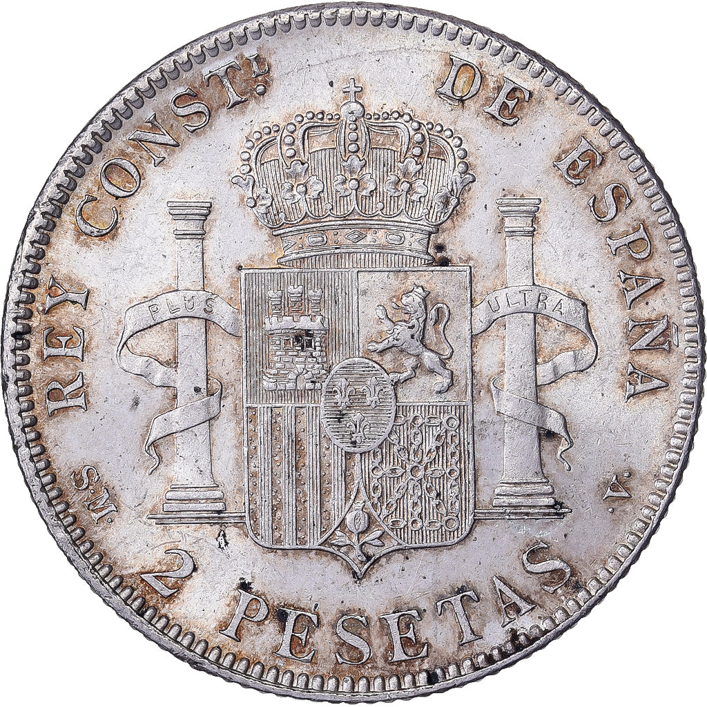 Spain, Alfonso XIII, 2 Pesetas, 1905, Madrid, Silver, AU(55-58)