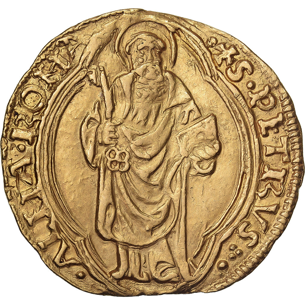 Papal States, Pius II, Ducato, 1458-1464, Rome, Gold, AU(50-53)