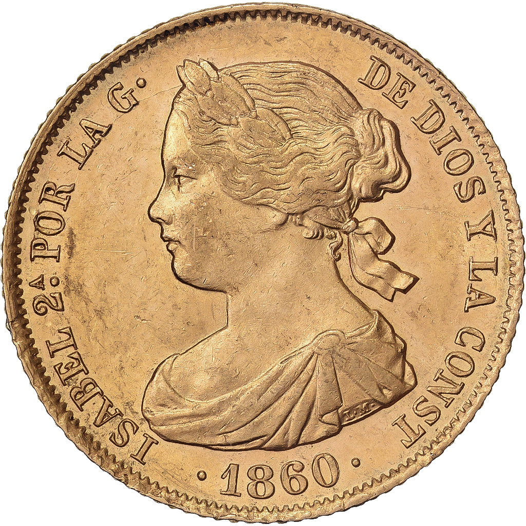 Spain, Isabel II, 100 Reales, 1860, Madrid, Gold, MS(60-62)