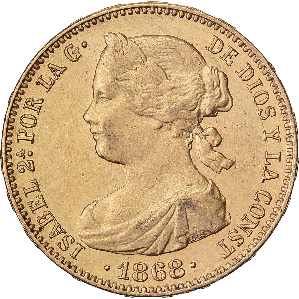 Spain, Isabel II, 10 Escudos, 1868, Madrid, Gold, MS(60-62)