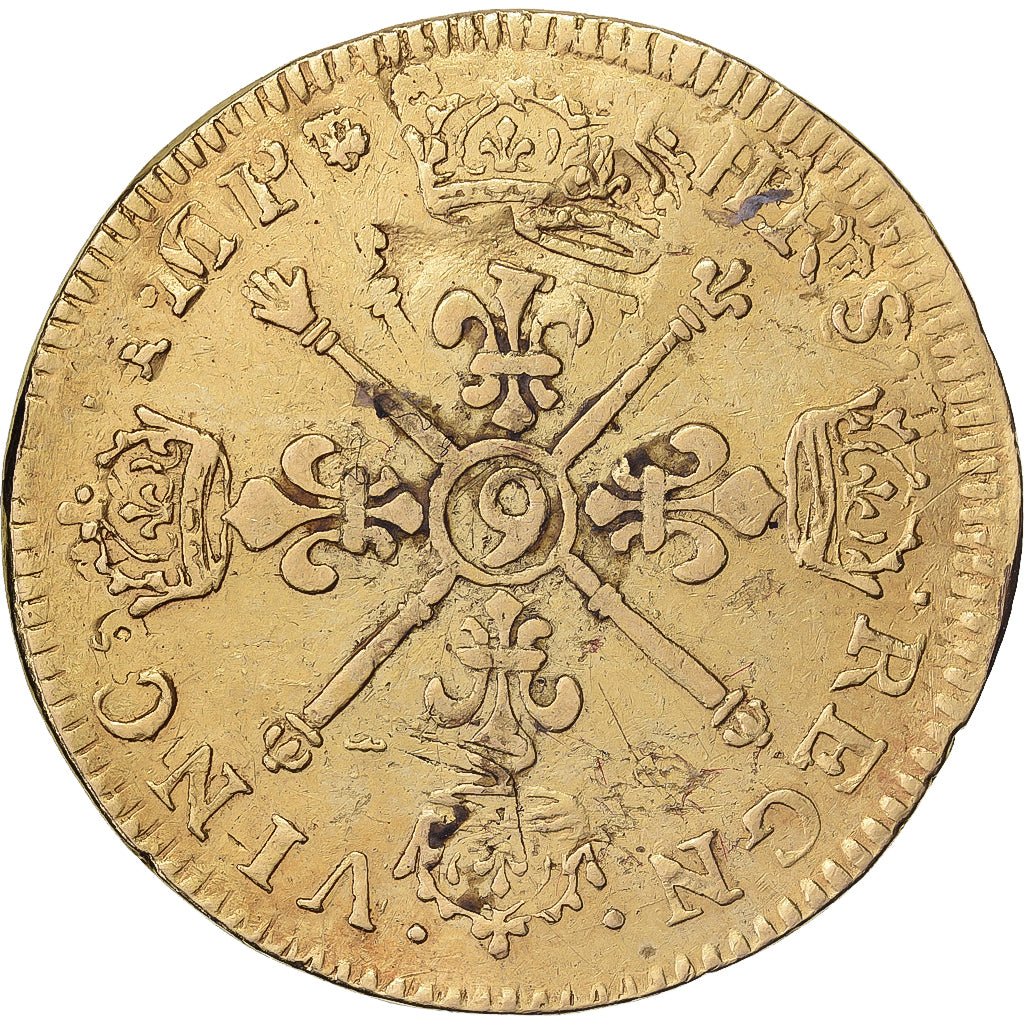 Frankrijk, Louis XIV, Louis d'or aux insignes, 1705, Rennes, reformed, Goud, ZF