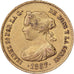 Spain, Isabel II, 4 Escudos, 1867, Madrid, Gold, AU(50-53)