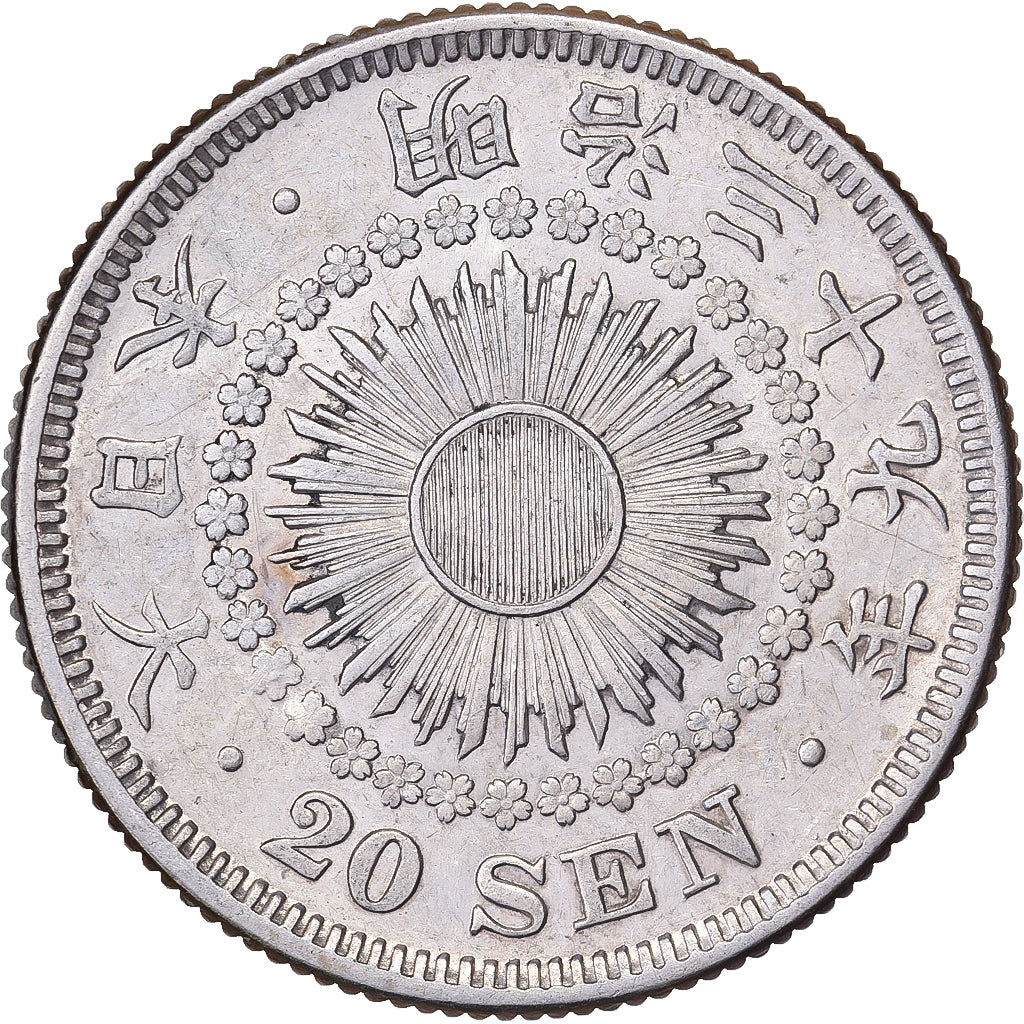 Japan, Meiji, 20 Sen, Yr.39(1906), Zilver, ZF+