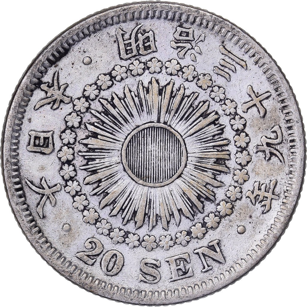 Japan, Meiji, 20 Sen, Yr.39(1906), Zilver, ZF