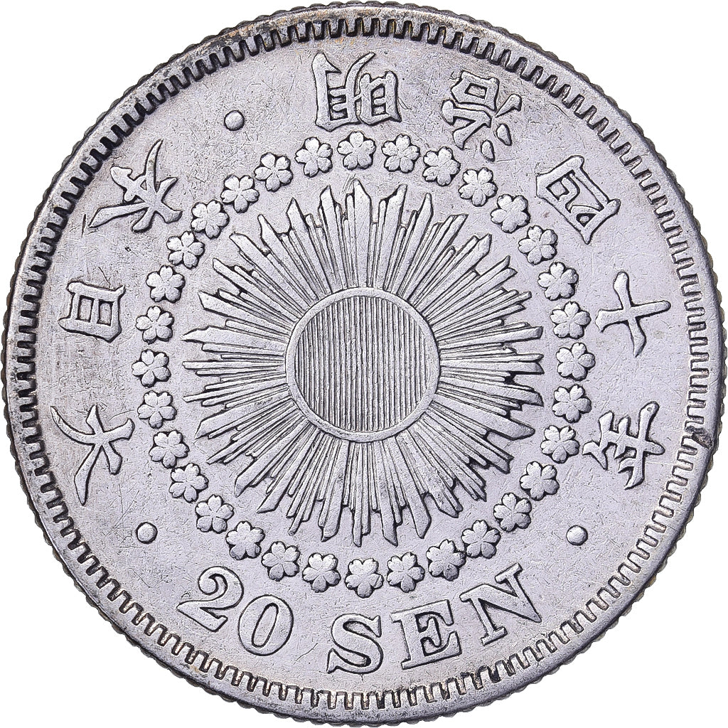 Japan, Meiji, 20 Sen, Yr.40(1907), Zilver, ZF+