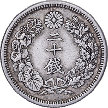Japan, Meiji, 20 Sen, Yr. 43 (1910), Zilver, ZF+