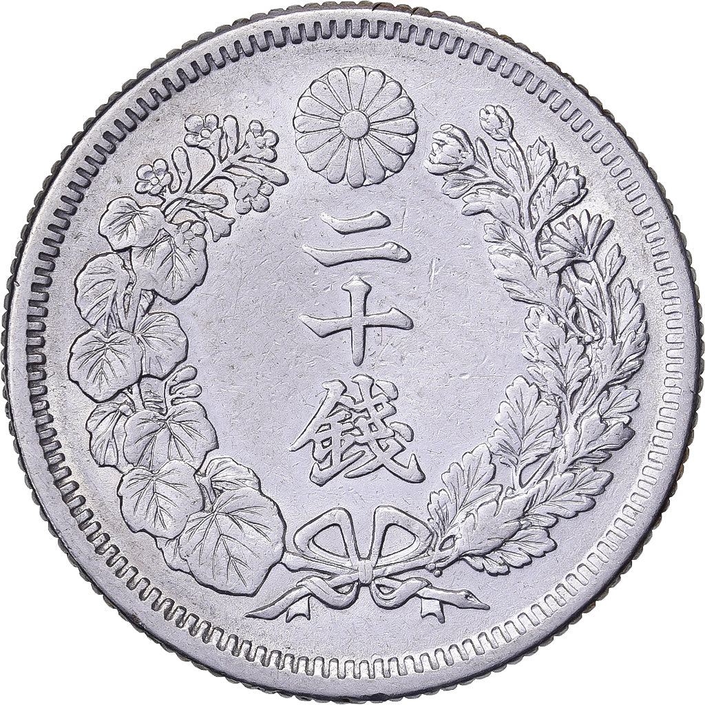Japan, Meiji, 20 Sen, Yr. 43 (1910), Zilver, PR