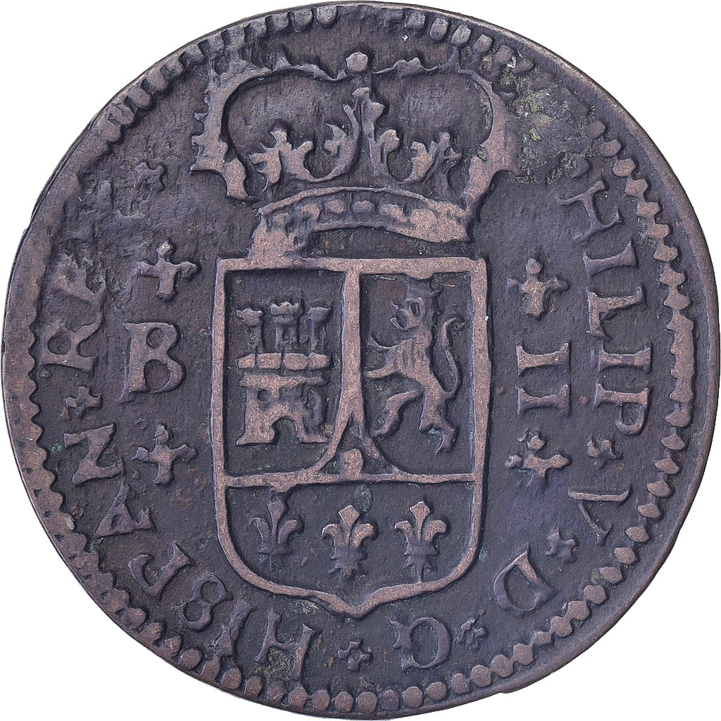 Espagne, Philip V, 2 Maravedis, 1720, Barcelona, Cuivre, TTB