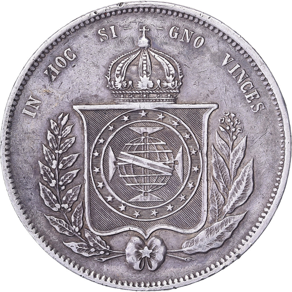 Brasile, Pedro II, 2000 Reis, 1865, Rio de Janeiro, Argento, BB