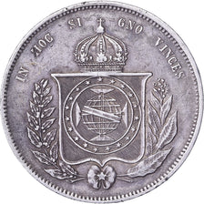 Brasile, Pedro II, 2000 Reis, 1865, Rio de Janeiro, Argento, BB