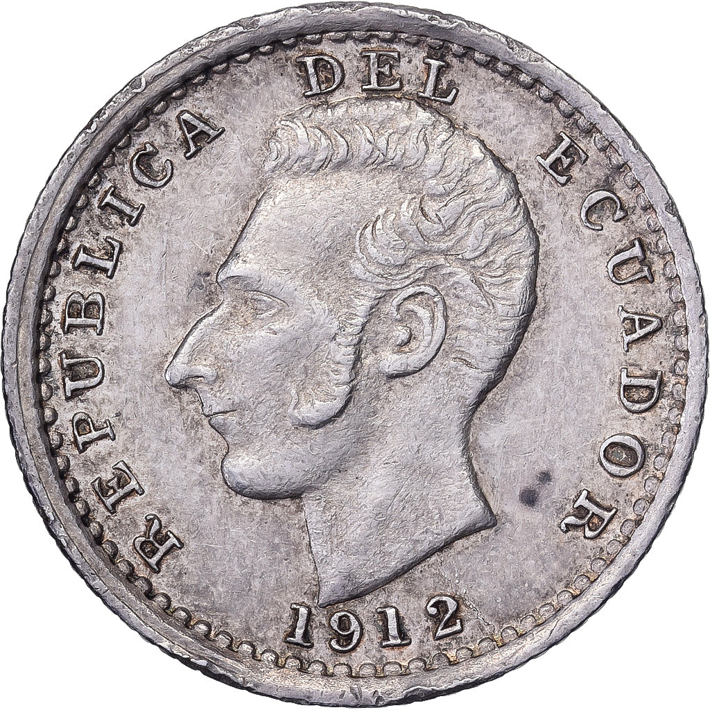 Equador, 1 Décimo, 1912, Lima, Prata, AU(55-58)