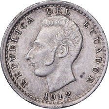 Equador, 1 Décimo, 1912, Lima, Prata, AU(55-58)