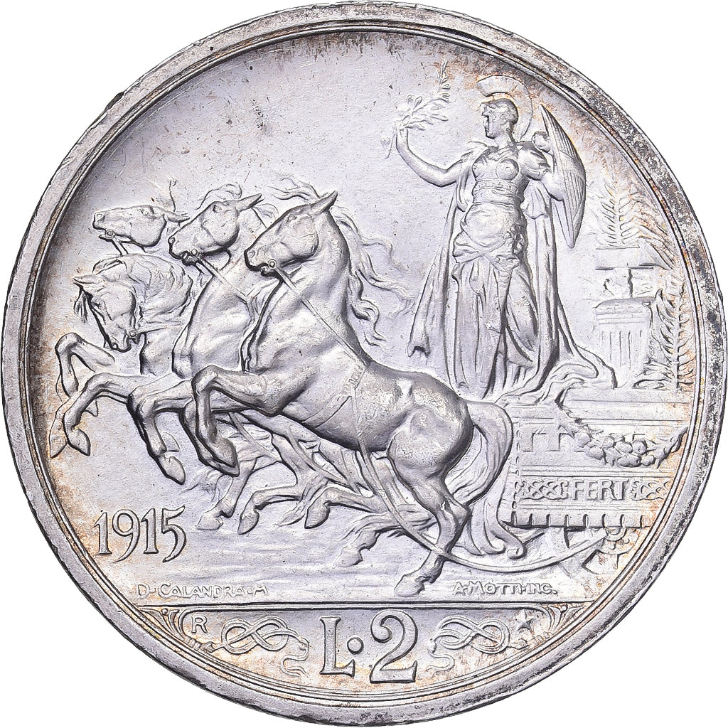 Italie, Victor-Emmanuel III, 2 Lire, 1915, Rome, Argent, SUP+