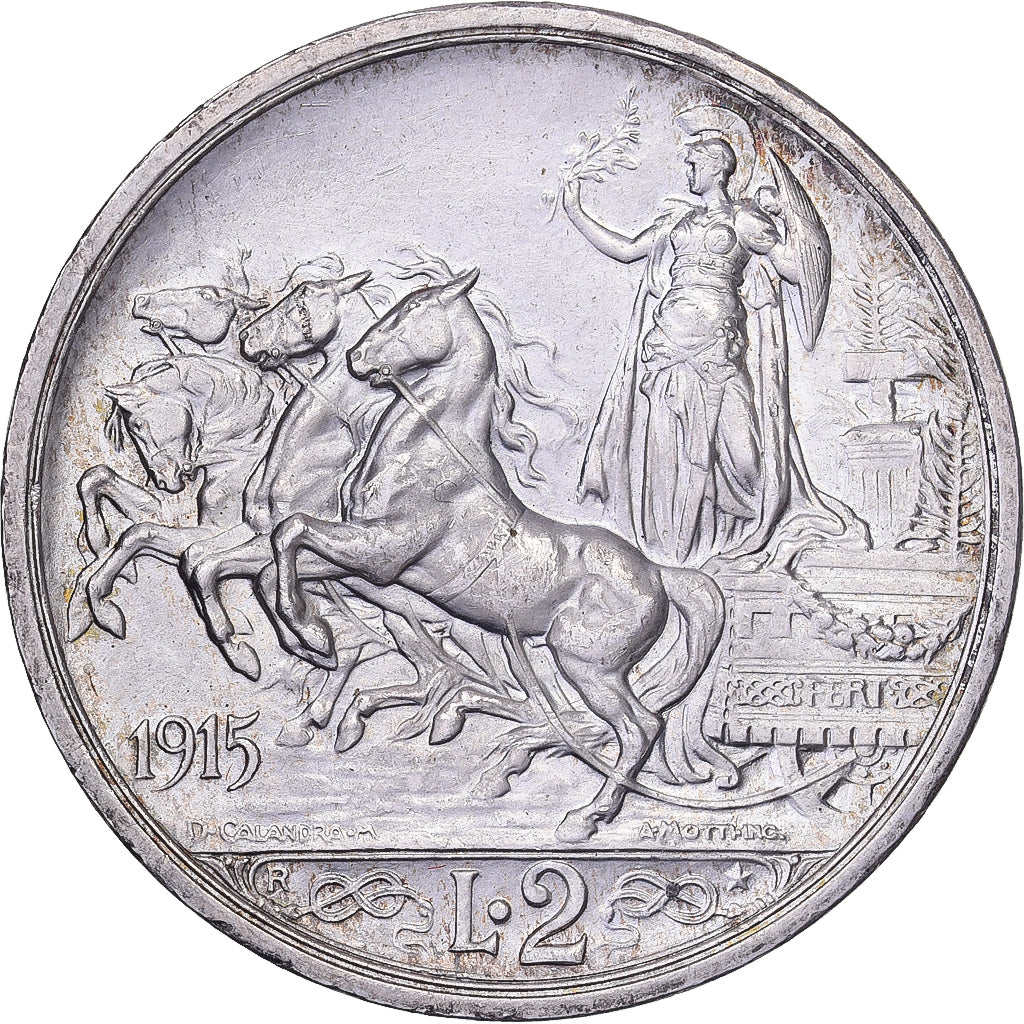Italie, Victor-Emmanuel III, 2 Lire, 1915, Rome, Argent, SUP+