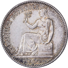 Spain, 1 Peseta, 1933, Madrid, Silver, AU(55-58)