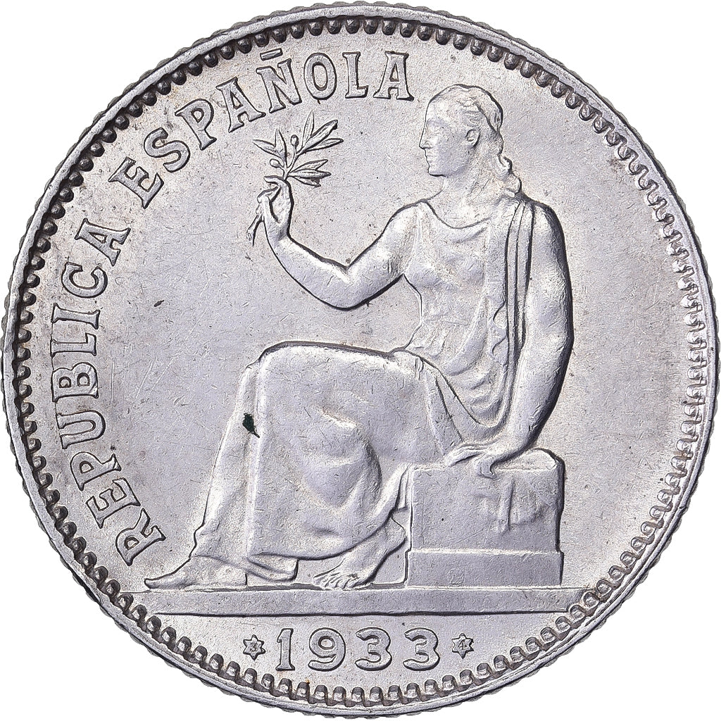 Spain, 1 Peseta, 1933, Madrid, Silver, MS(60-62)