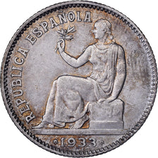 Spain, 1 Peseta, 1933, Madrid, Silver, AU(55-58)