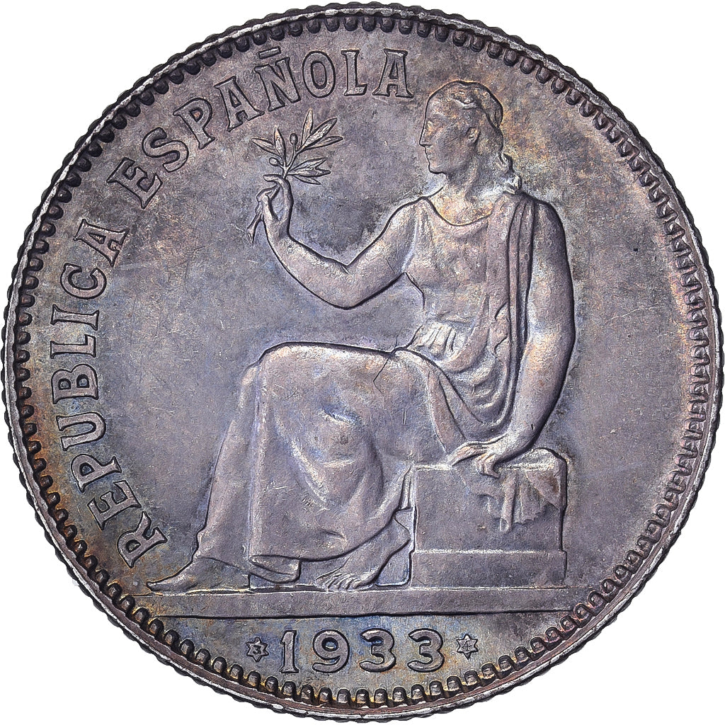 Spain, 1 Peseta, 1933, Madrid, Silver, MS(60-62)