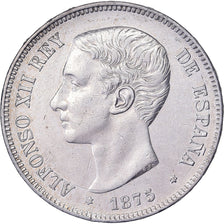 Spain, Alfonso XII, 5 Pesetas, 1875, Madrid, Silver, AU(55-58)