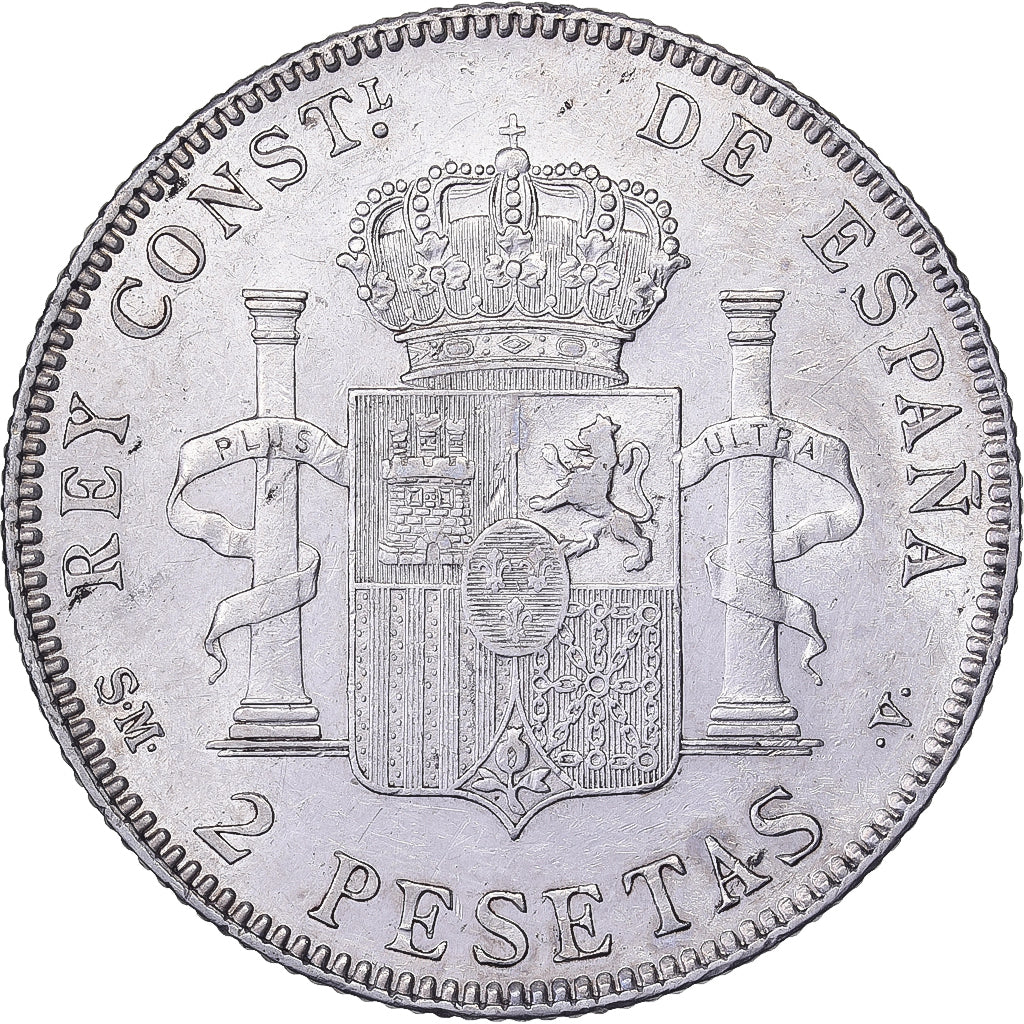 Spain, Alfonso XIII, 2 Pesetas, 1905, Madrid, Silver, AU(55-58)