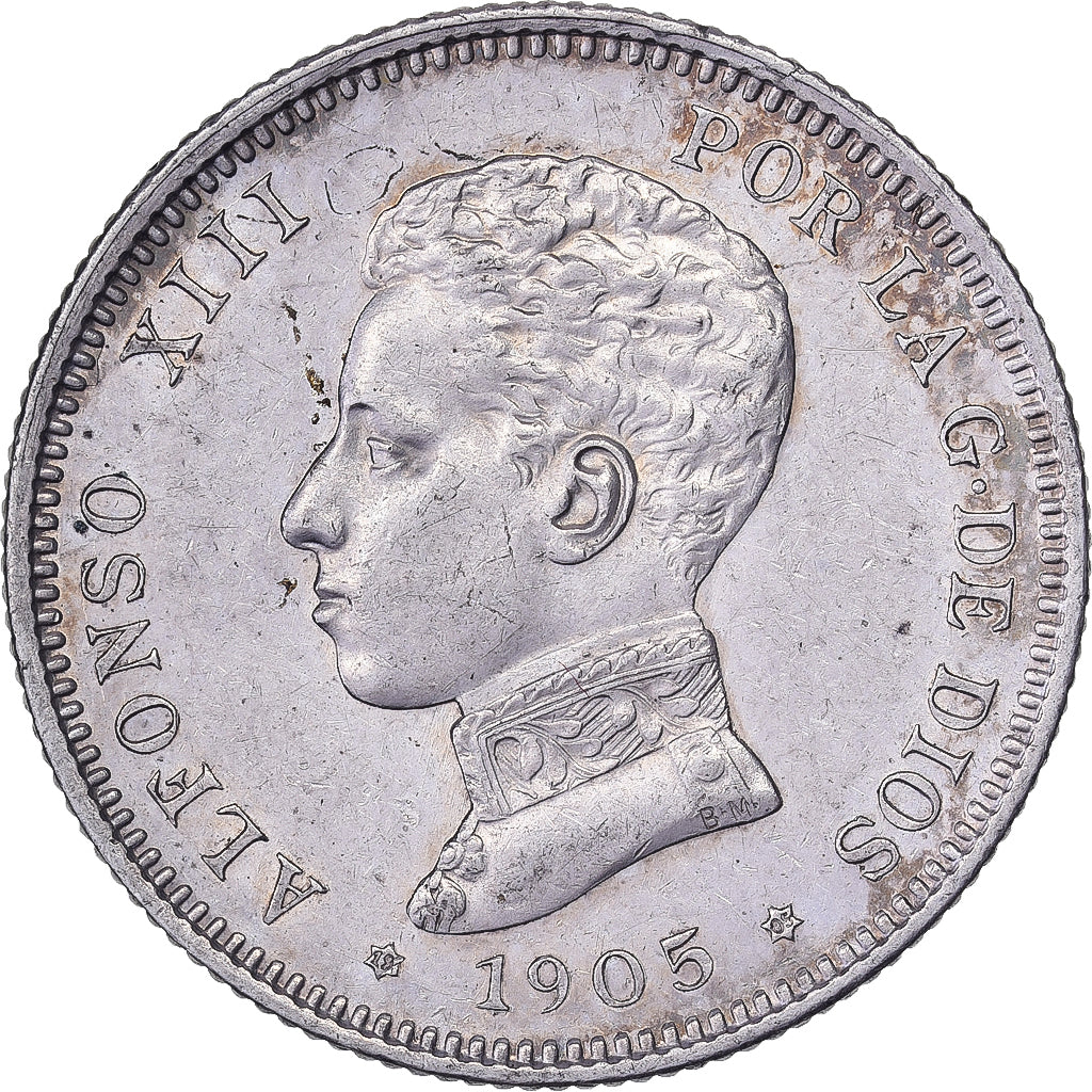 Spagna, Alfonso XIII, 2 Pesetas, 1905, Madrid, Argento, SPL-