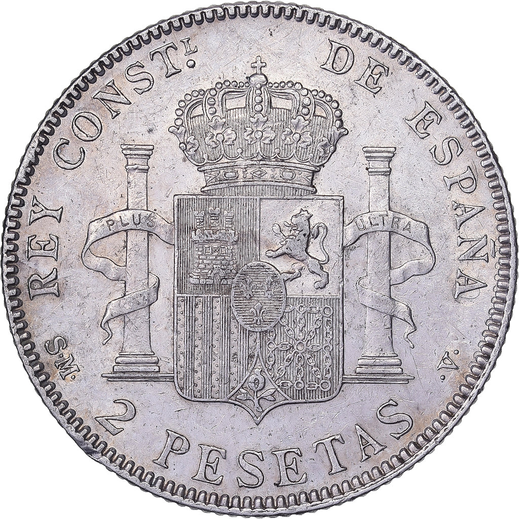 Spagna, Alfonso XIII, 2 Pesetas, 1905, Madrid, Argento, SPL-