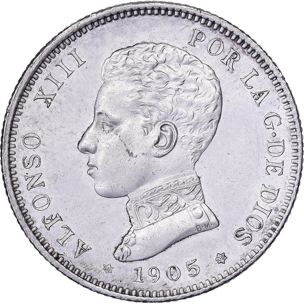 Spain, Alfonso XIII, 2 Pesetas, 1905, Madrid, Silver, MS(60-62)