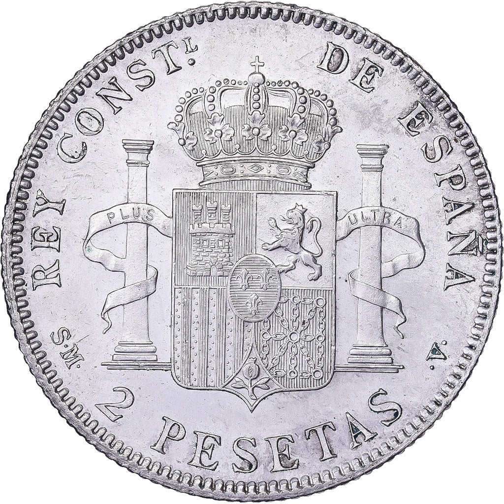 Spain, Alfonso XIII, 2 Pesetas, 1905, Madrid, Silver, MS(60-62)