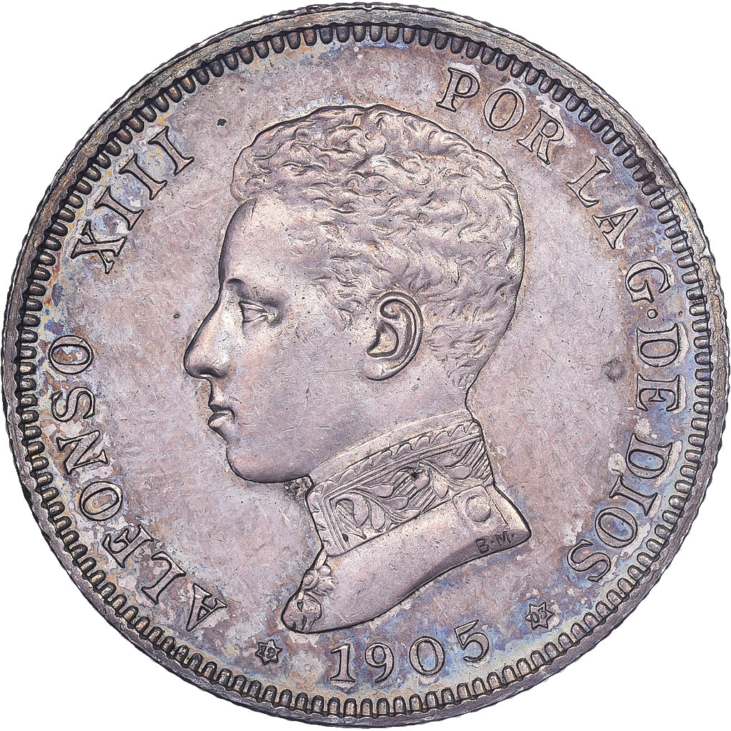 Spain, Alfonso XIII, 2 Pesetas, 1905, Madrid, Silver, MS(60-62)