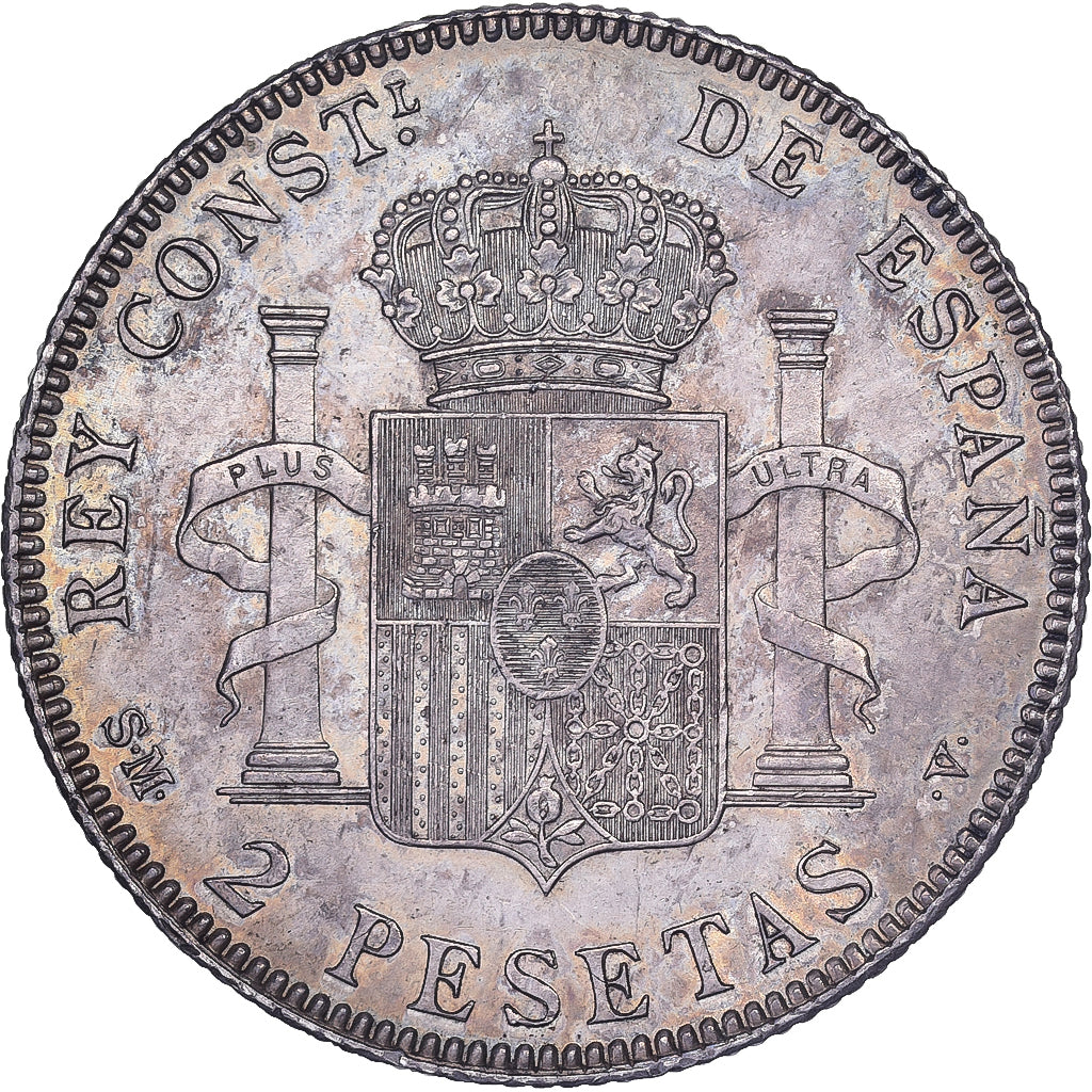 Spain, Alfonso XIII, 2 Pesetas, 1905, Madrid, Silver, MS(60-62)