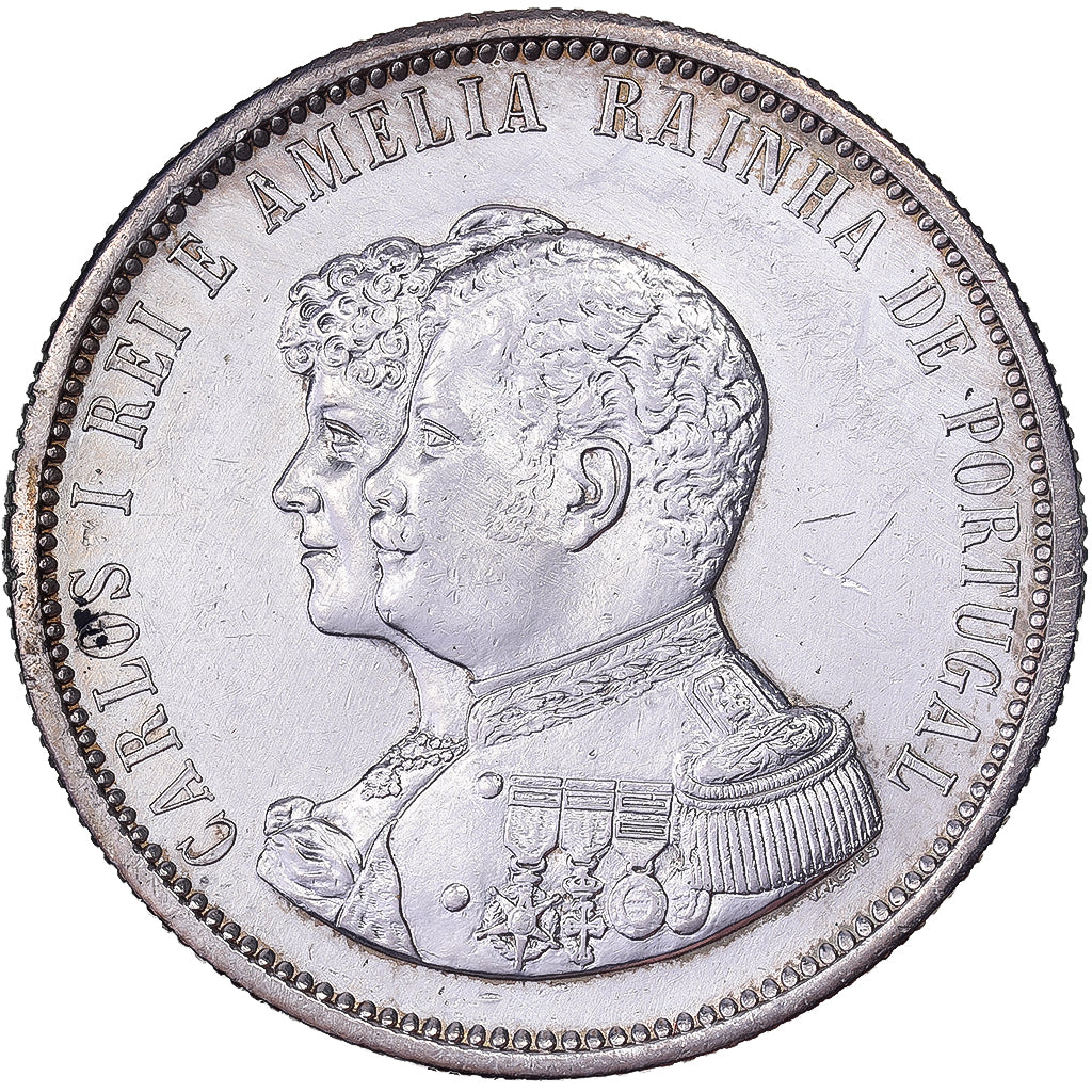 Portugal, Carlos I, 1000 Reis, Discovery of India, 1898, Lisbon, Silver
