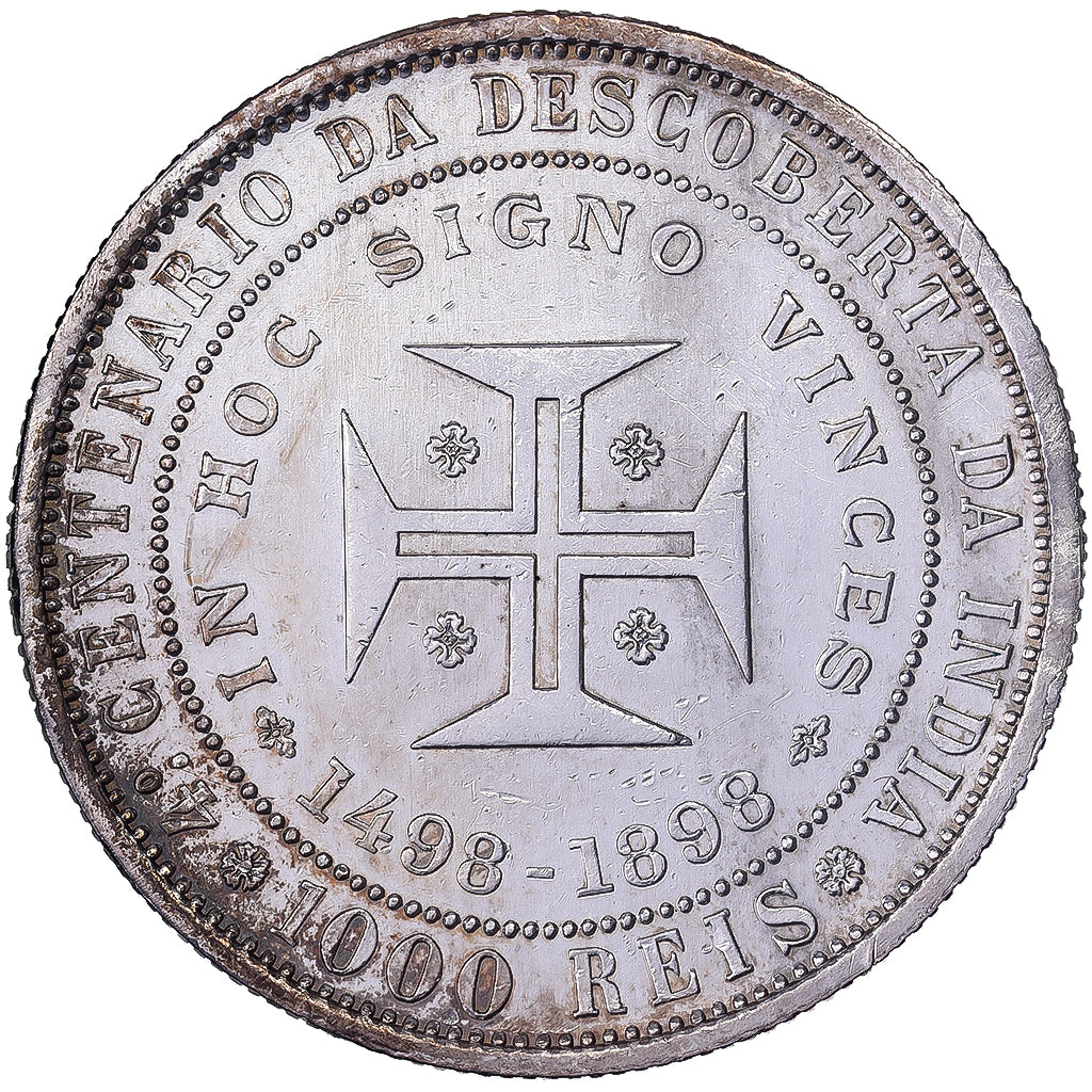 Portugal, Carlos I, 1000 Reis, Discovery of India, 1898, Lisbon, Silver