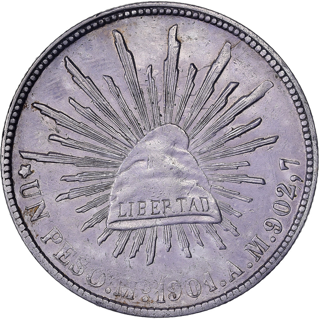 Mexico, 1 Peso, 1901, Mexico City, Silver, AU(50-53)
